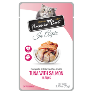 Fussie Cat Premium Tuna with Salmon Formula in Aspic Wet Cat, 2.47-oz Pouch - Mutts & Co.