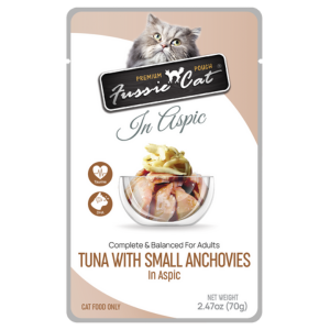 Fussie Cat Premium Tuna with Small Anchovies Formula in Aspic Wet Cat, 2.47-oz Pouch - Mutts & Co.