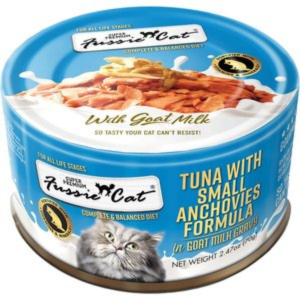 Fussie Cat Premium Tuna with Small Anchovies in Goat Milk Wet Cat Food, 2.47-oz
