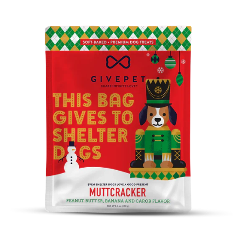 GivePet Muttcracker Peanut Butter & Banana & Carob Dog Treats, 6 oz