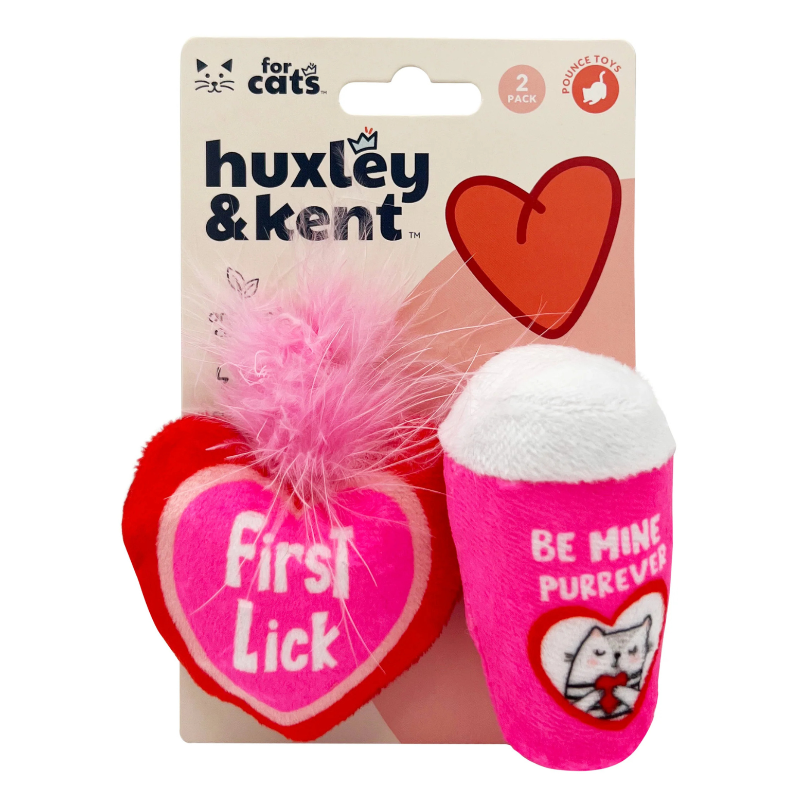 Huxley & Kent Valentine's First Lick Heart & Be Mine Coffee Cat Toy, 2 pk