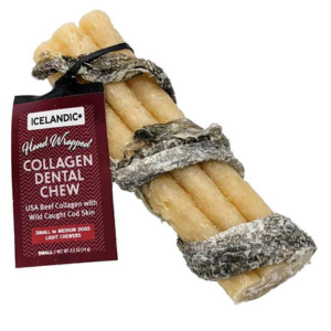 Icelandic+ Dehydrated Cod Fish wrapped Beef Collagen Dental Chew .5 oz - Mutts & Co.
