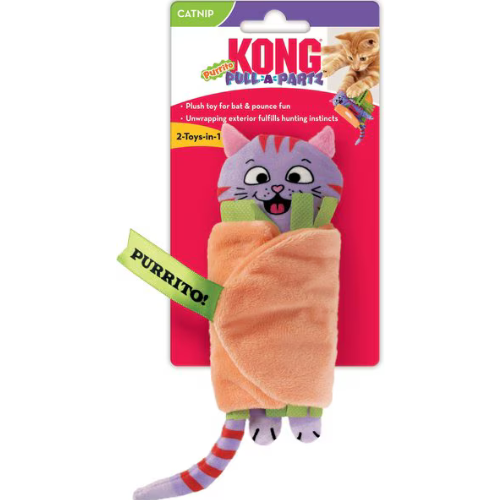 KONG Pull-A-Partz Purrito Plush Cat Toy with Catnip