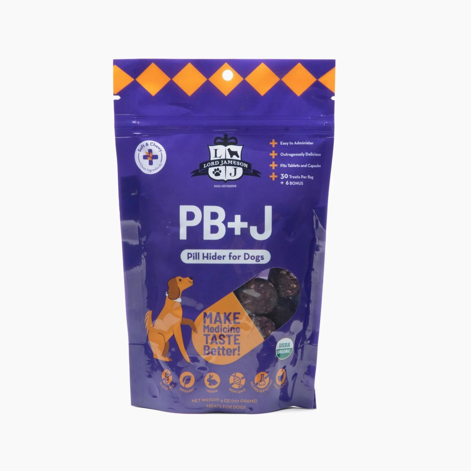 Lord Jameson Pill Hiders PB&J Organic Dog Treats 6 oz