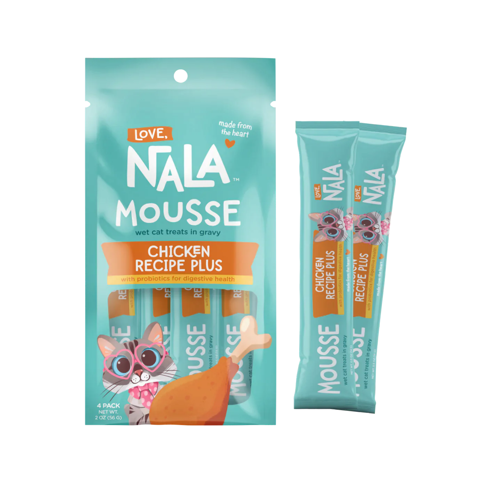 Love, Nala Mousse Chicken Plus Recipe Grain-Free Lickable Cat Treats, case of 4