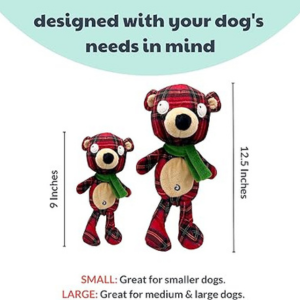 Lulubelles Power Plush Slappies Plaidington Bear Dog Toy - Mutts & Co.