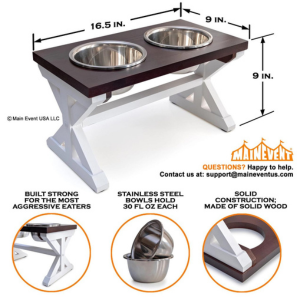 MAINEVENT Farmhouse Raised Dog Bowl Stand - Brown - Mutts & Co.