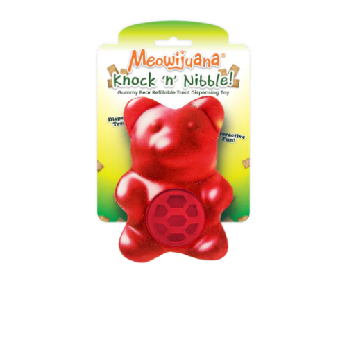 Meowijuana Knock 'n' Nibble Refillable Treat Dispenser Gummy Bear Cat Toy