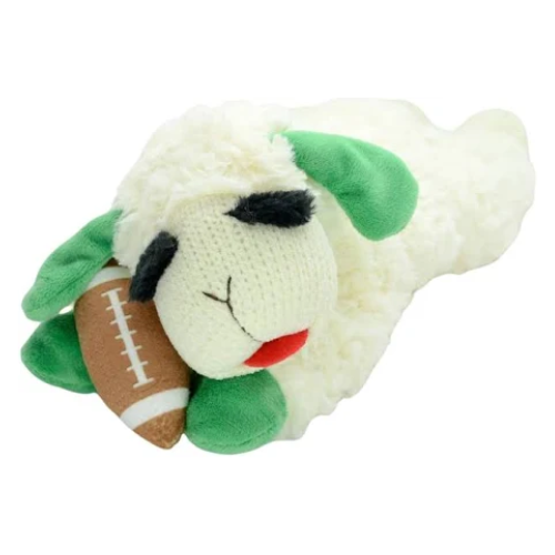 Multipet Tailgate Lamb Chop with Football Plush Dog Toy 10.5”