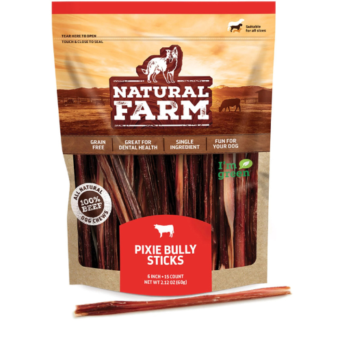 Natural Farm Odor Free Pixie Bully Sticks 6" 15pk