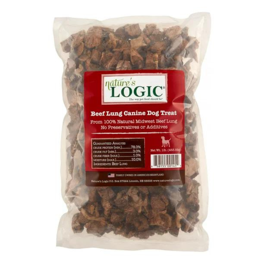 Nature's Logic Beef Lung Dehydrated Dog Treats, 1-lb bag - Mutts & Co.