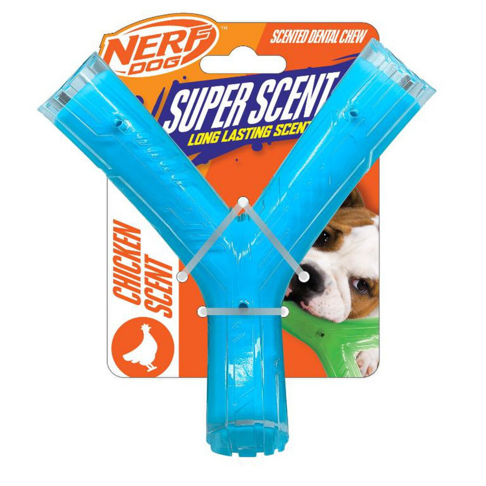 Nerf Dog TPR/PP Scented Chicken Super Scent Wishbone Solid Core Dog Toy, 6.5"