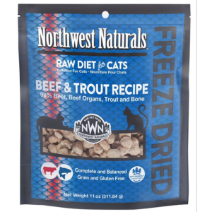 Northwest Naturals Freeze-Dried Beef & Trout Nibbles Cat Food 11 oz - Mutts & Co.