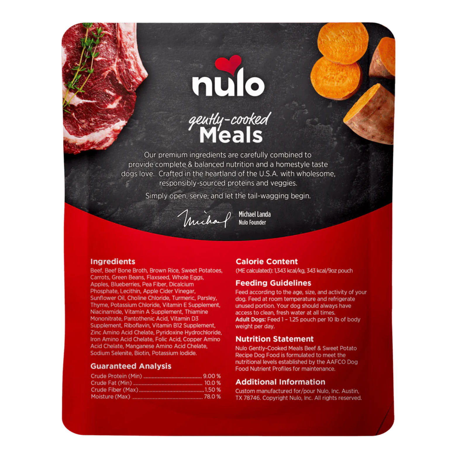 Nulo Freestyle Gently Cooked Meals Beef & Sweet Potato Recipe 9 oz