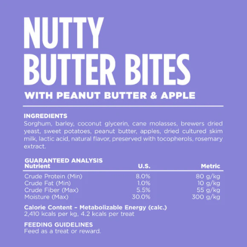 Nutrisource Nutty Butter Bites Peanut Butter & Apple Dog Treats 6oz