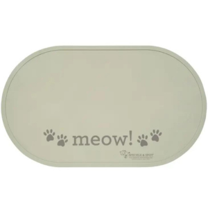 ORE Pet Oval Silicone Placemat Grey Meow - Large - Mutts & Co.