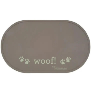 ORE Pet Oval Silicone Placemat Woof Grey - Large - Mutts & Co.