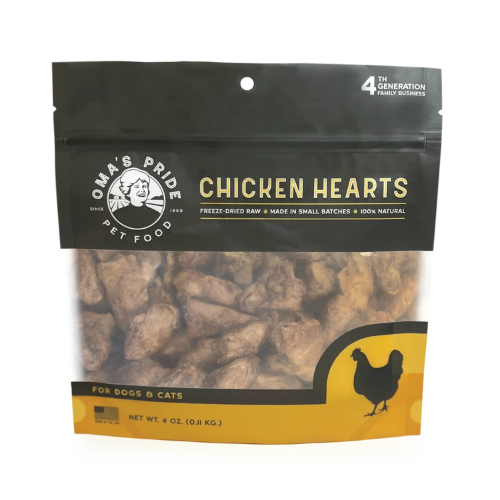 Oma's Pride Chicken Hearts Freeze-Dried Dog & Cat Treats