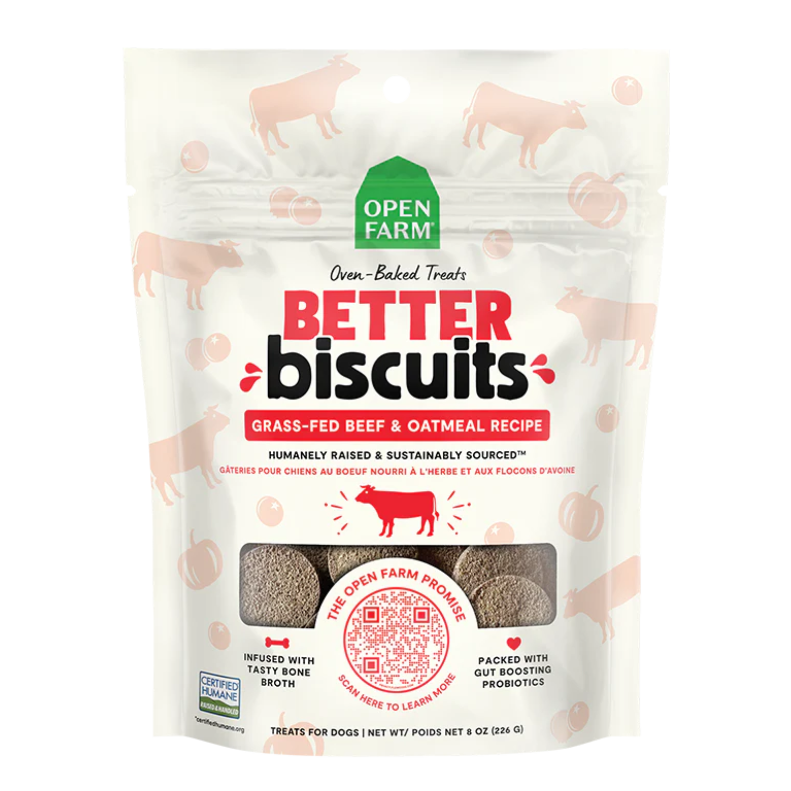 Open Farm Better Biscuits Dog Treats Beef & Oatmeal 8 oz