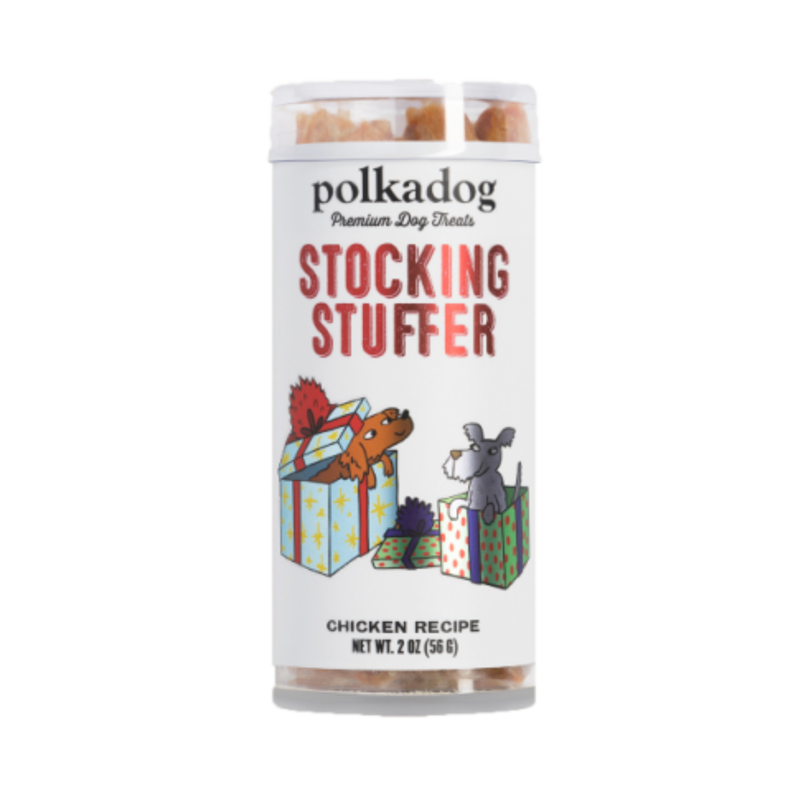 Polka Dog Holiday Chicken Bitz Stocking Stuffer Mini Tube Dog Treats 2 oz