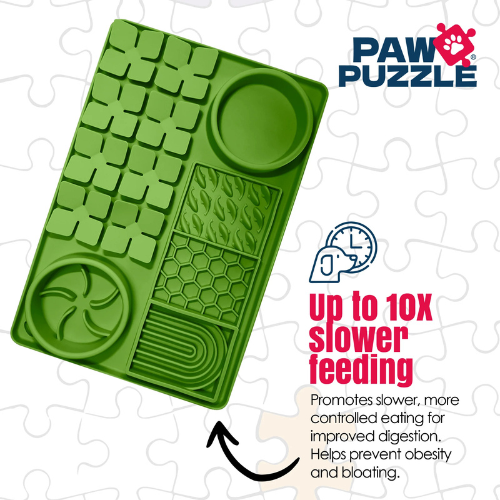 Palz & Co Paw Puzzle Silicone Slow Feeding Mat Green, Large