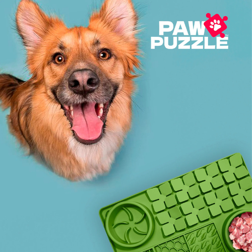 Palz & Co Paw Puzzle Silicone Slow Feeding Mat Green, Large