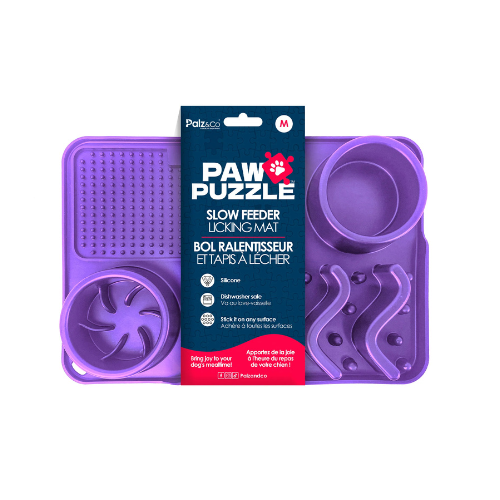 Palz & Co Paw Puzzle Silicone Slow Feeding Mat Purple, Medium