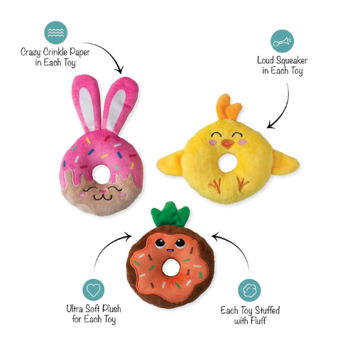 Pet Shop by Fringe Studio Holey Donuts Mini 3 Piece Set Dog Toy