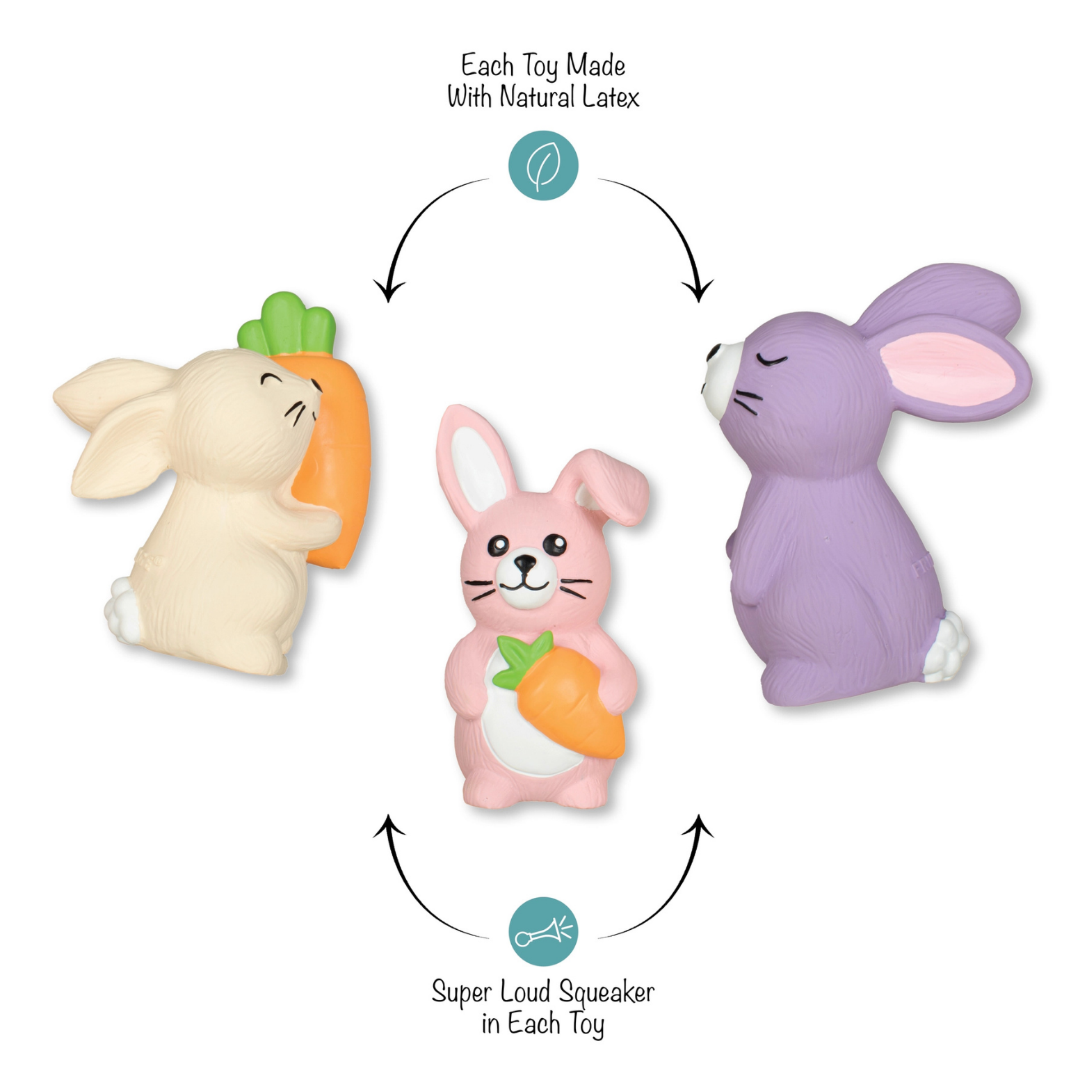 Pet Shop by Fringe Studio Hopping Love Carrots 3PC Latex Dog Toy