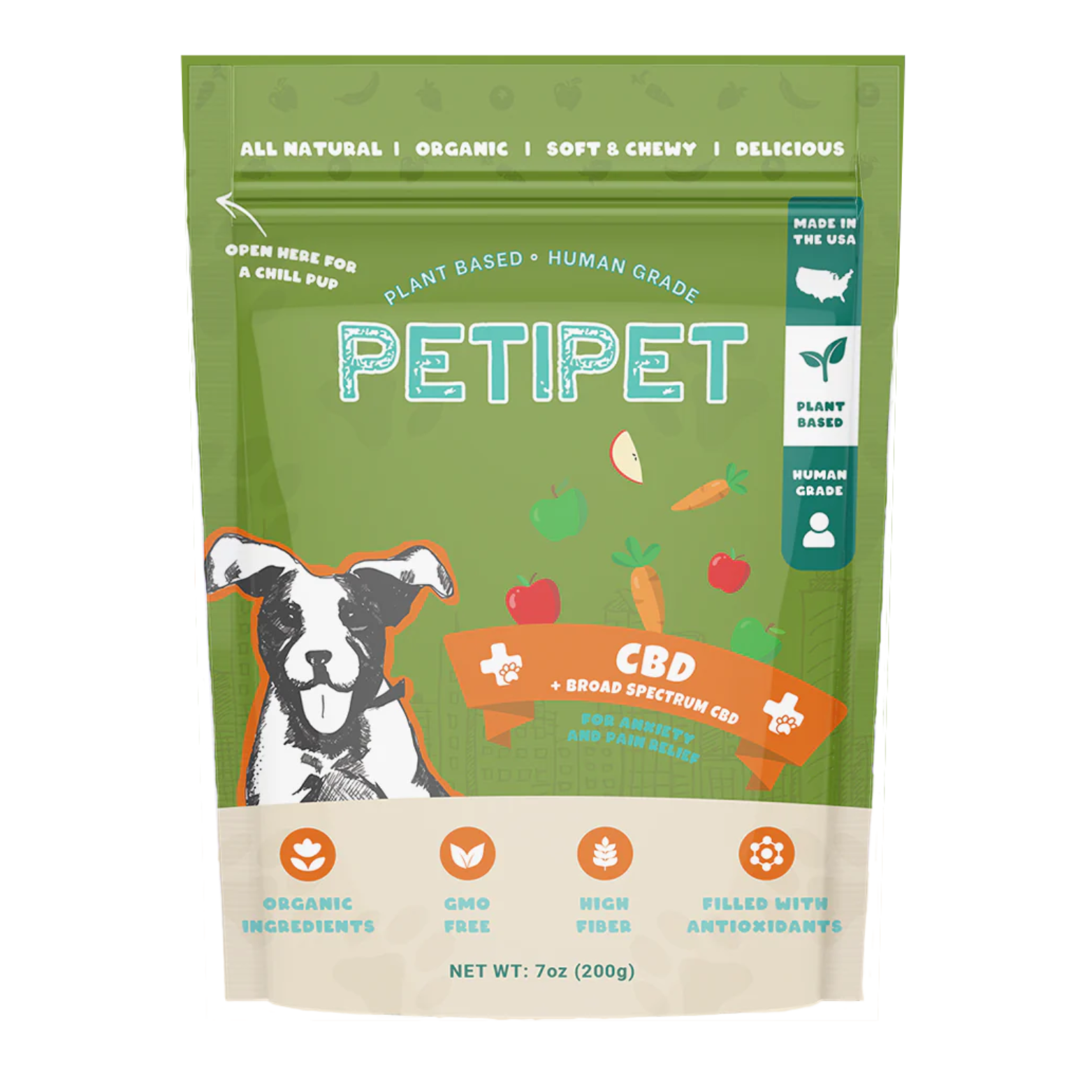 Petipet Broad Spectrum CBD Soft Chew Anxiety Supplement for Dogs, 7-oz bag