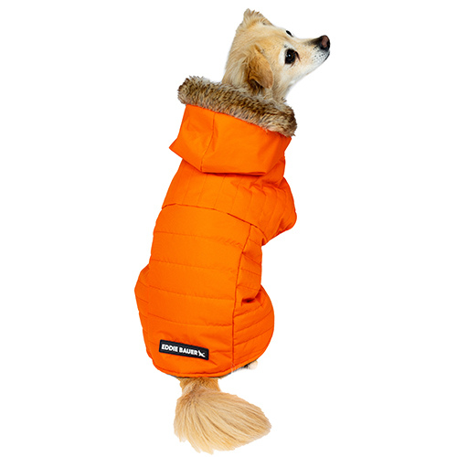 Petrageous Eddie Bauer Chinook Dog Hooded Parka, Orange