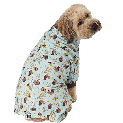Petrageous Owl & Hedgehog Dog Pajamas, Blue