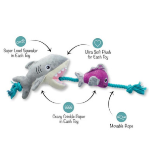 Pet Shop by Fringe Studio Shark Bait Plush Dog Toy - Mutts & Co.