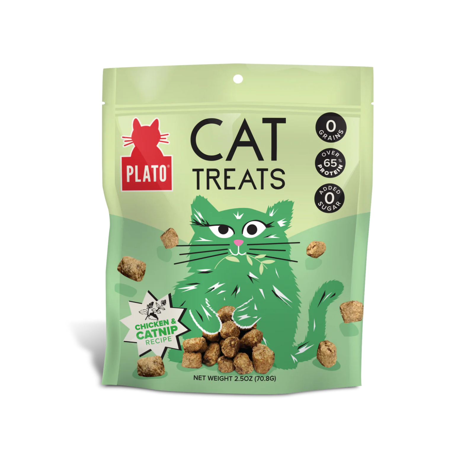 Plato Grain-Free Air Dried Chicken Catnip Cat Treats 2.5 oz