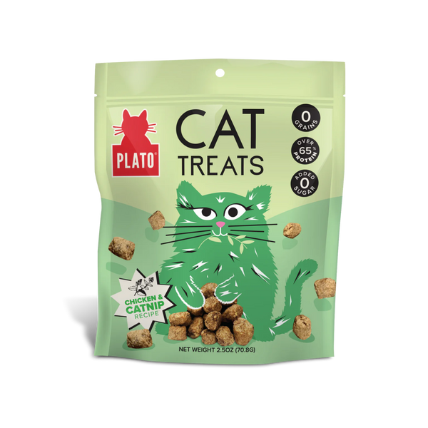 Plato Grain-Free Air Dried Chicken Catnip Cat Treats 2.5 oz