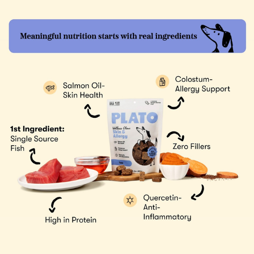 Plato Skin & Coat Jerky Supplement for Dogs