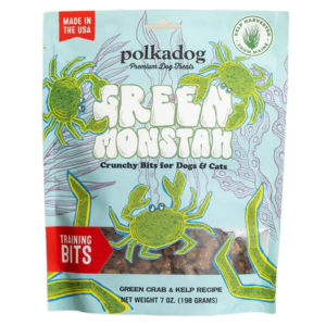 Polka Dog Green Monstah Bits Crunchy Dog Treats 7oz - Mutts & Co.