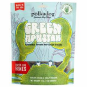Polka Dog Green Monstah Bone Shaped Crunchy Dog Treats 7oz - Mutts & Co.