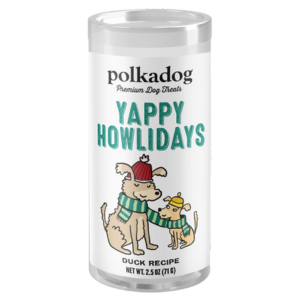 Polka Dog Holiday Mini Tube Yappy Howlidays Duck Recipe Dog Treats 2 oz - Mutts & Co.
