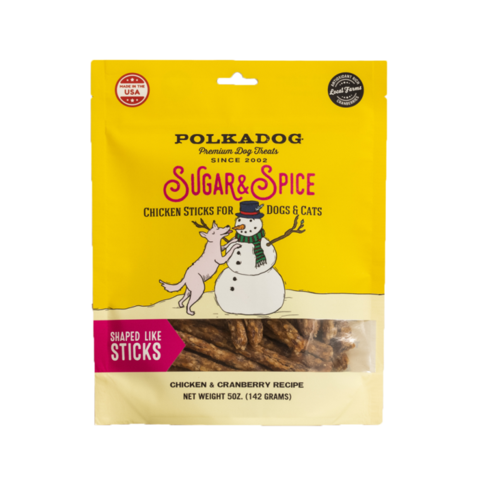 Polka Dog Holiday Sugar and Spice Chicken and Cranberry Dog Treats 5 oz