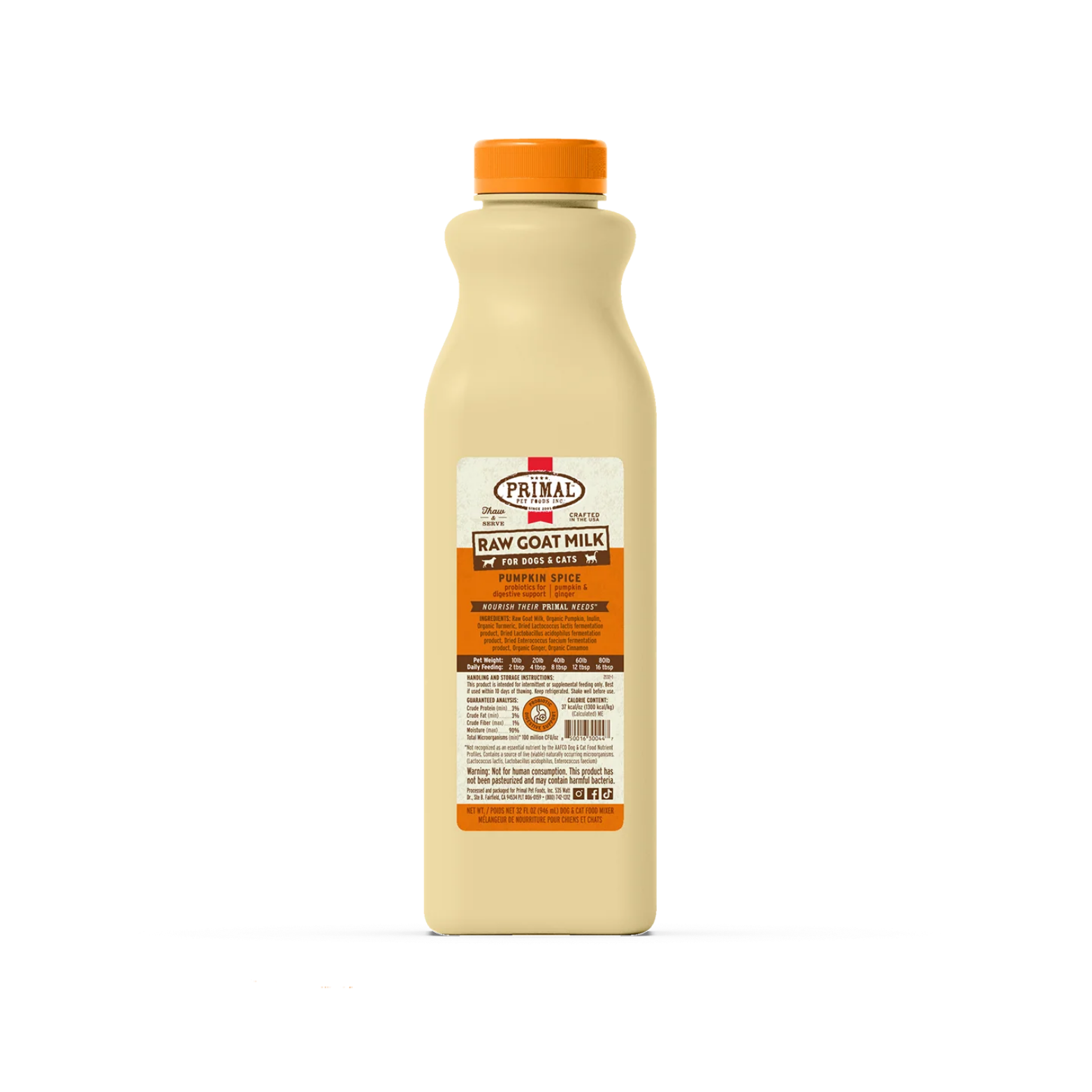 Primal Frozen Raw Goat's Milk Pumpkin Spice 32 oz