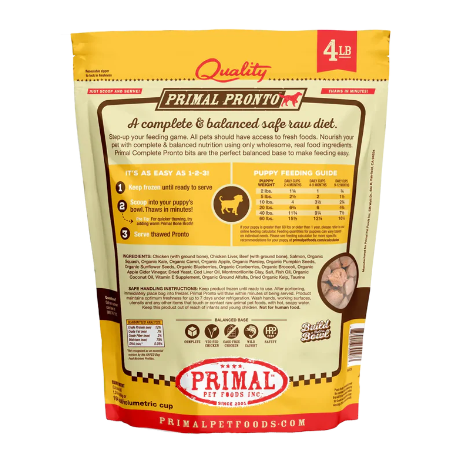 Primal Pronto Puppy Formula Raw Frozen Dog Food 4lb