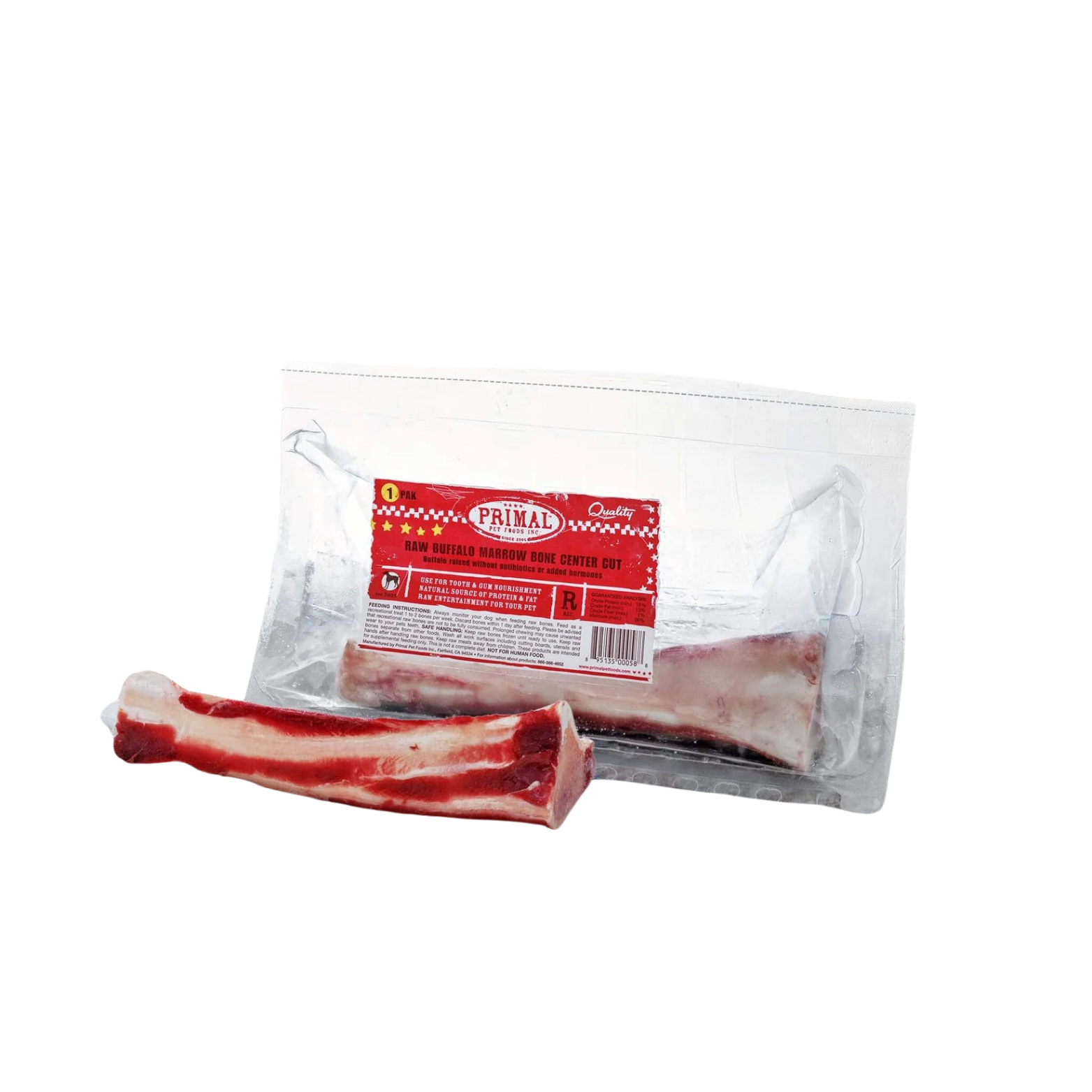 Primal Raw Buffalo Marrow Bone Raw Frozen Dog Treat, Center Cut, 1pk