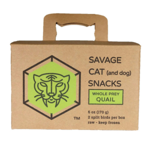 Savage Cat Frozen Whole Quail for Dogs and Cats, 6 oz 2 pack