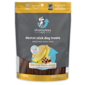 Shameless Pets Banana Bone-anza Dental Sticks for Dogs, 7.2oz