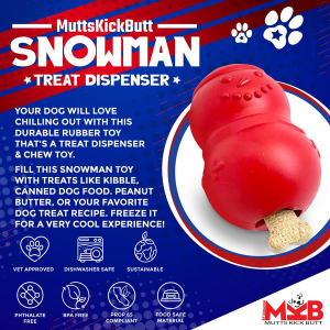 SodaPup MKB Red Rubber Snowman Dog Toy Large - Mutts & Co.