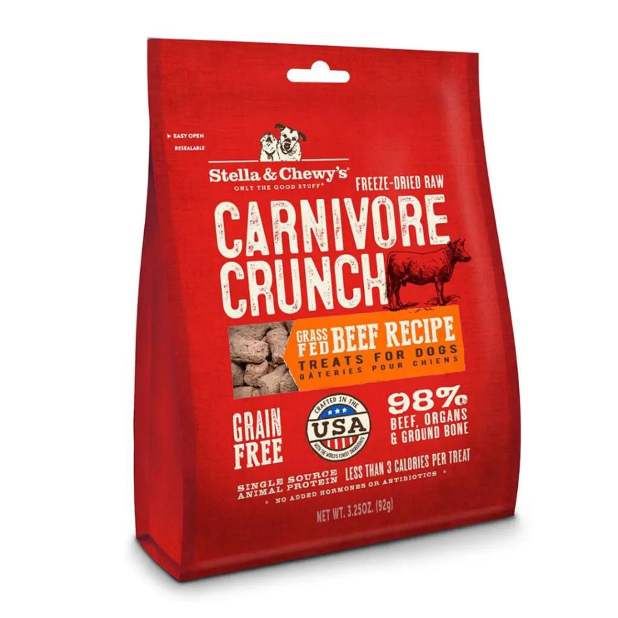 Stella & Chewy's Carnivore Crunch Grass-Fed Beef Recipe Freeze-Dried Dog Treats 3.25 oz - Mutts & Co.
