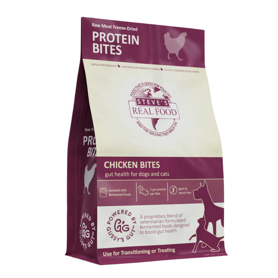 Steve's Real Food Freeze Dried Gut Boosting Protein Treats Chicken for Dogs and Cats