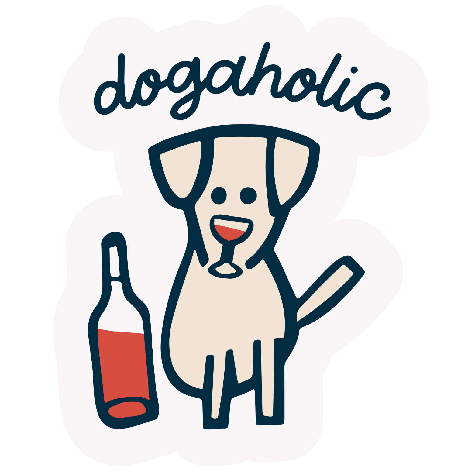 The Pet Foundry Dogaholic Wine Vinyl Sticker