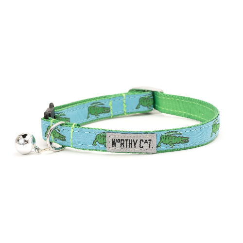 The Worthy Dog Alligators Blue Cat Collar